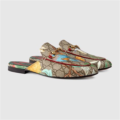 gucci princetown loafer tian garden print|Women's Princetown slipper in ivory GG leather .